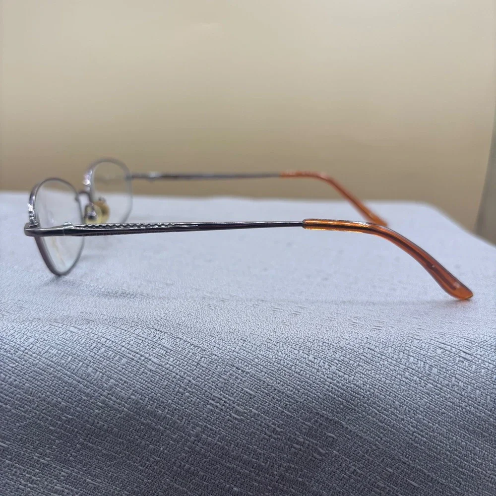 Elle Gunmetal Oval Eyeglasses Frames 53-17-135 Y2K Office Siren Aesthetic